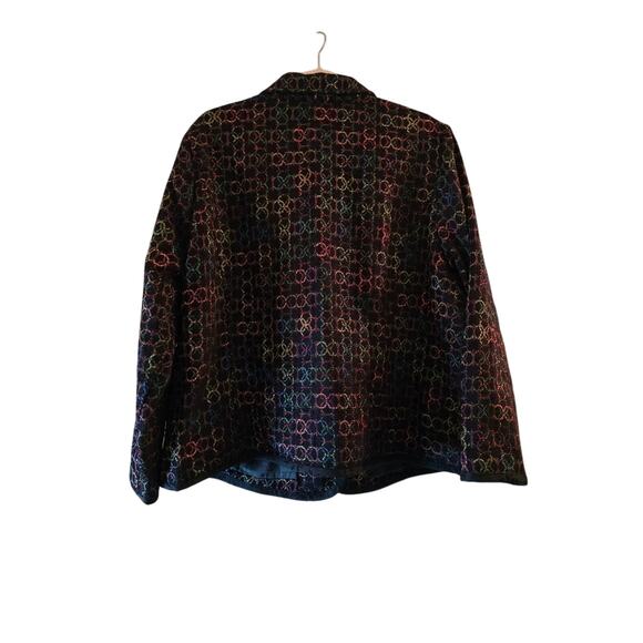 Vtg Womens Tapestry Feel Colorful Circle Print Suit Jacket Size 2X Boho Artistic - Picture 2 of 8